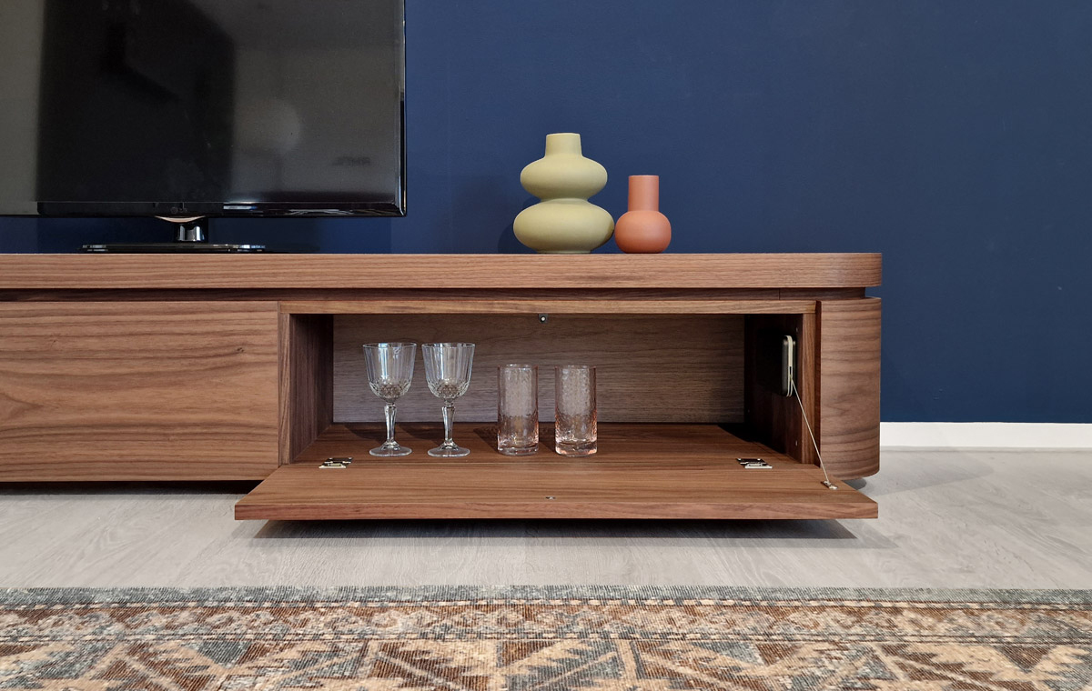 tv lowboard walnut open