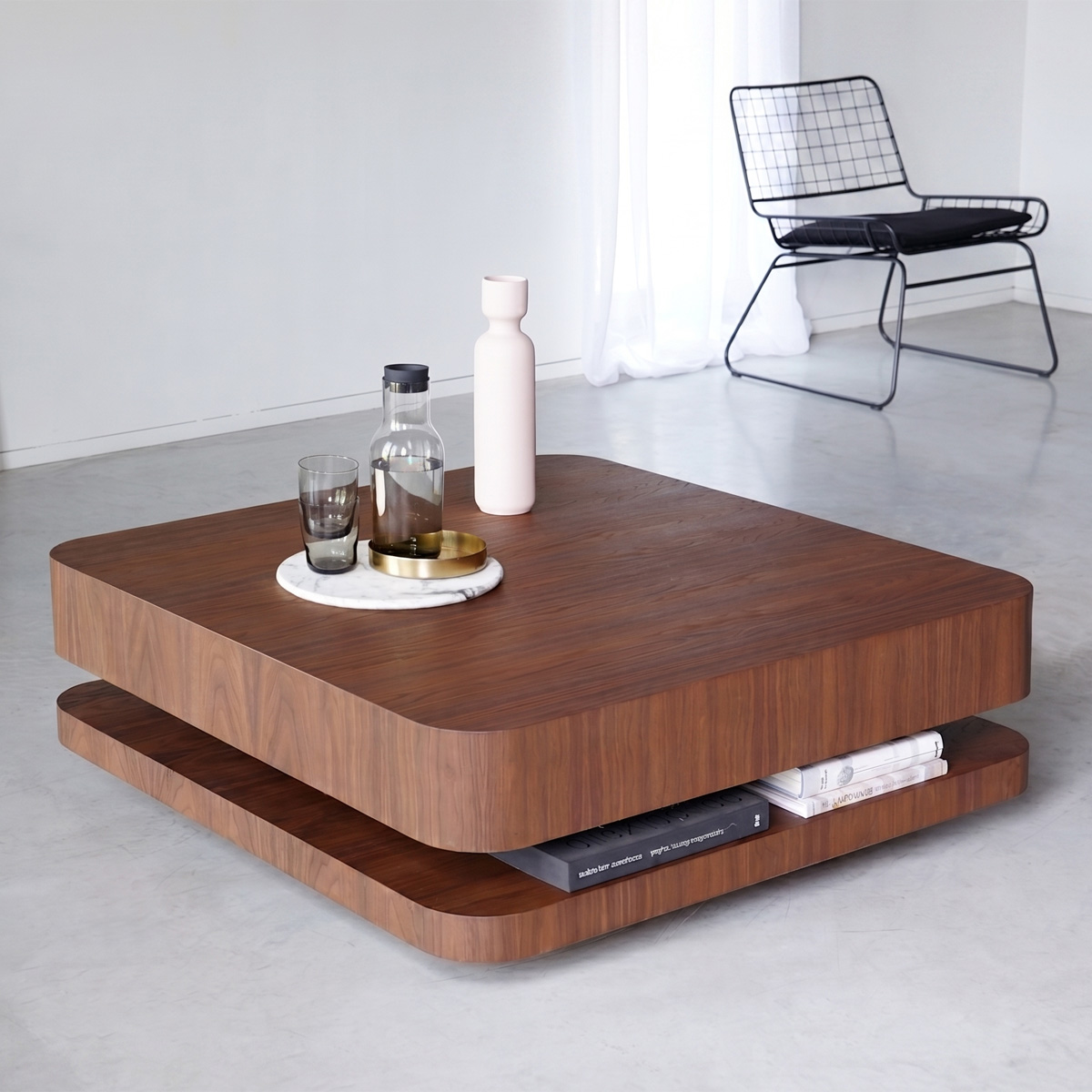 Design salontafel RKNL in notenhout - minimalistische houten salontafel ambachtelijk gemaakt in Nederland